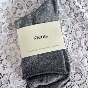 Stems Shimmering Silver Men's Dress Socks